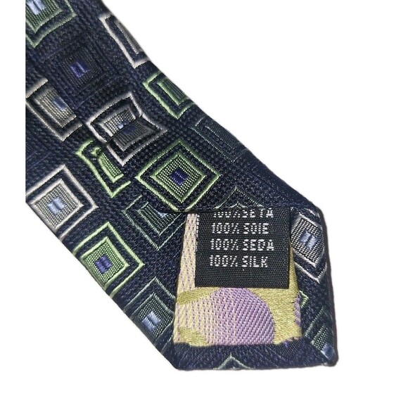 Roberto Villini Couture Navy Green Tie 100% Silk 66.5"x3.75" EUC - Picture 5 of 5